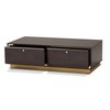 Baxton Studio Cormac Transitional Dark Brown Finished Wood and Gold Metal 2-Drawer Coffee Table 208-12137